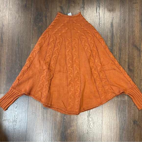 she + sky orange poncho sweater SZ OS - Picture 1 of 4